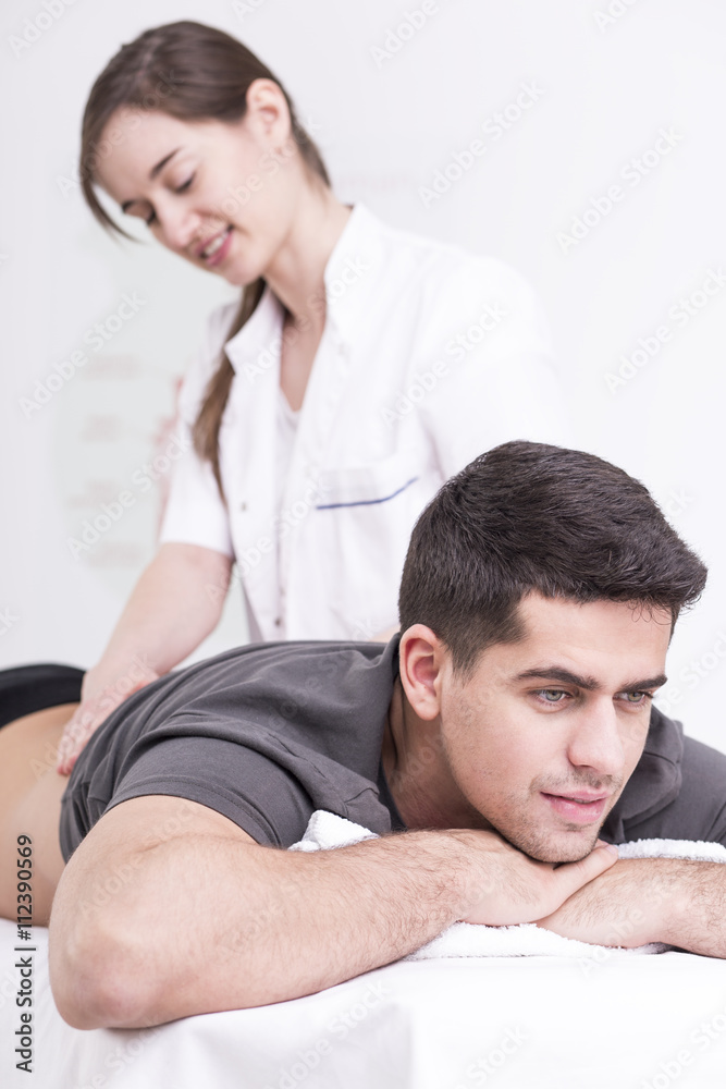 Experiencing deep relief in his spine Experiencing deep relief in his spine