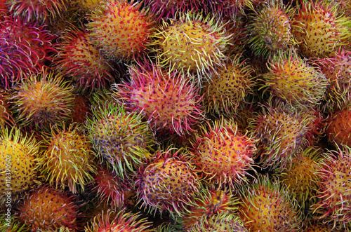 Rambutan Chinese fruit at market