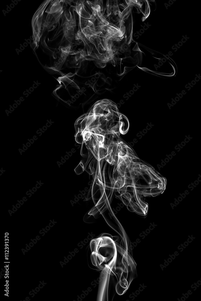 White smoke, isolated on black background. White smoke, isolated on black background.