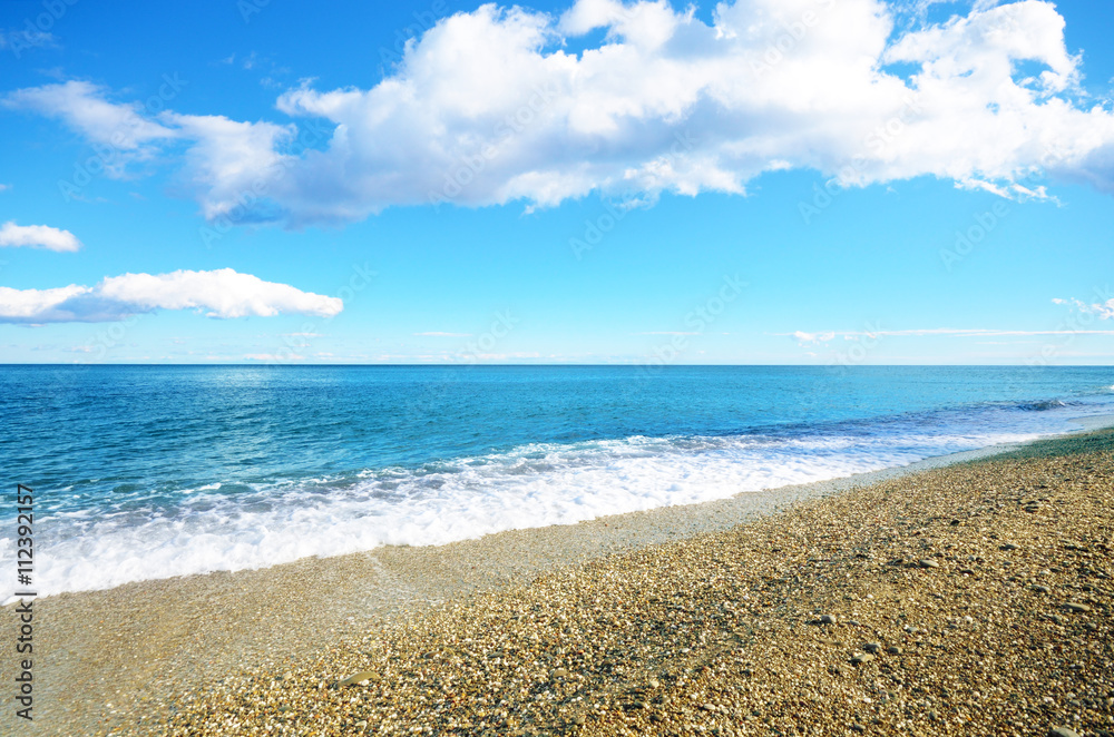 Beautiful seascape - sea horizon under sky Beautiful seascape - sea horizon under sky