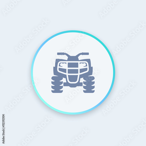 quad bike icon, all terrain vehicle, quadricycle vector sign, round stylish icon, vector illustration