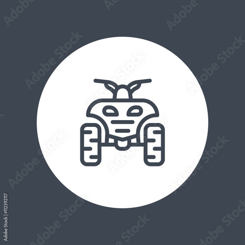 quad bike line icon, all terrain vehicle, quadricycle linear icon isolated on white, vector illustration