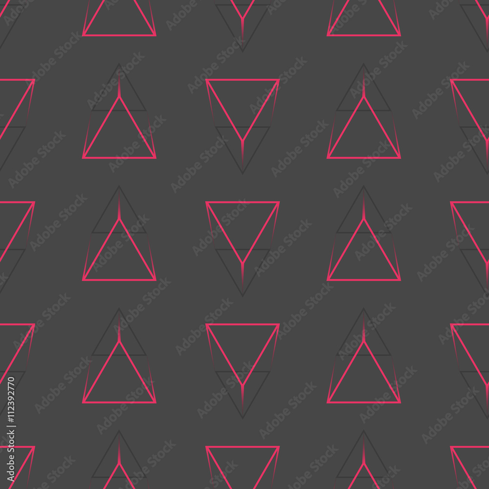 Dark seamless pattern with red triangles. Abstract texture for your design. Dark seamless pattern with red triangles. Abstract texture for your design.