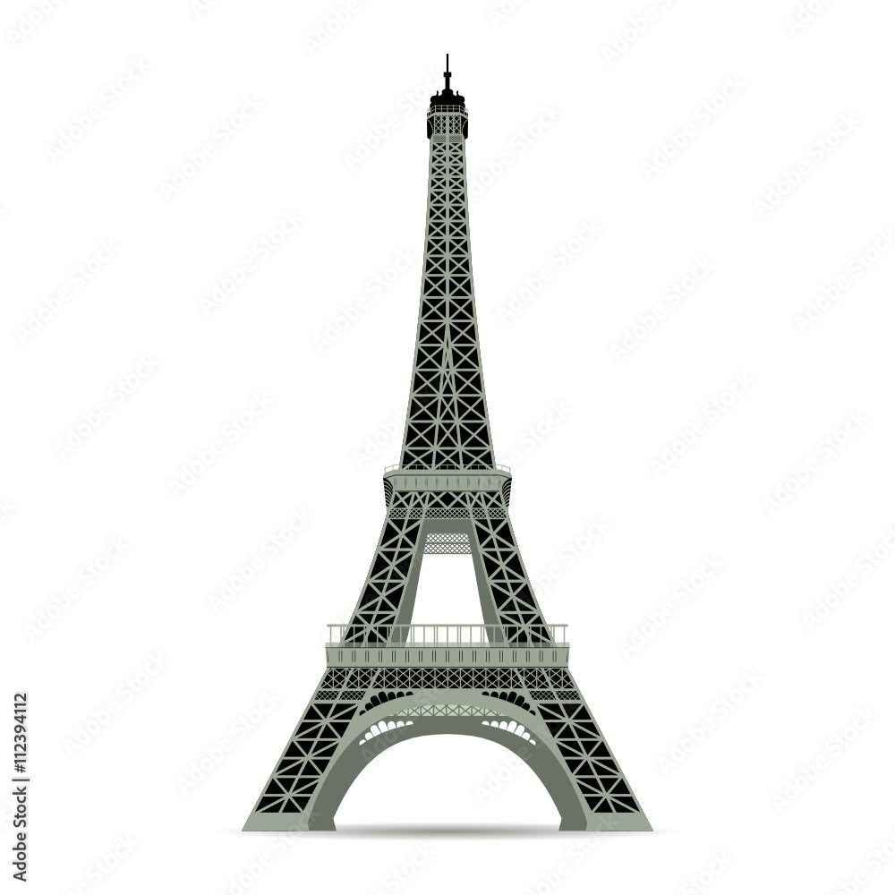 Zeichnung Eiffelturm in Paris isoliert in grau