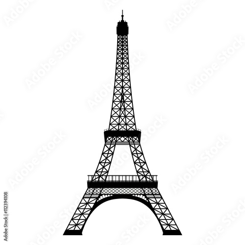 Silhouette Eiffelturm in Paris gezeichnet und isoliert