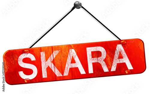 Skara, 3D rendering, a red hanging sign