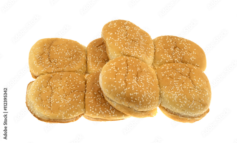 Sesame seed hamburger buns in a group isolated on a white background Sesame seed hamburger buns in a group isolated on a white background