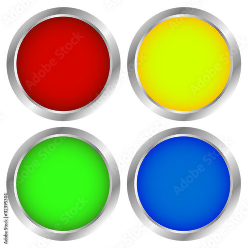 Vier Buttons (Rot, Gelb, Grün, Blau)