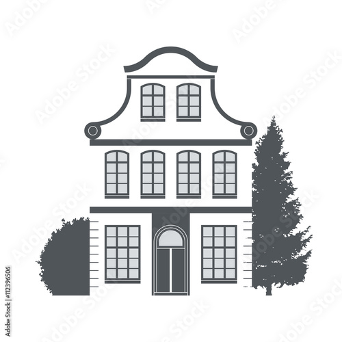 klassisches Altbau Haus Vektor Piktogramm