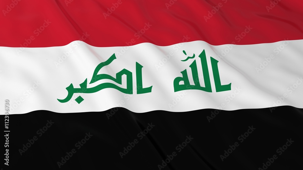 Naklejka premium Iraqi Flag HD Background - Flag of Iraq 3D Illustration