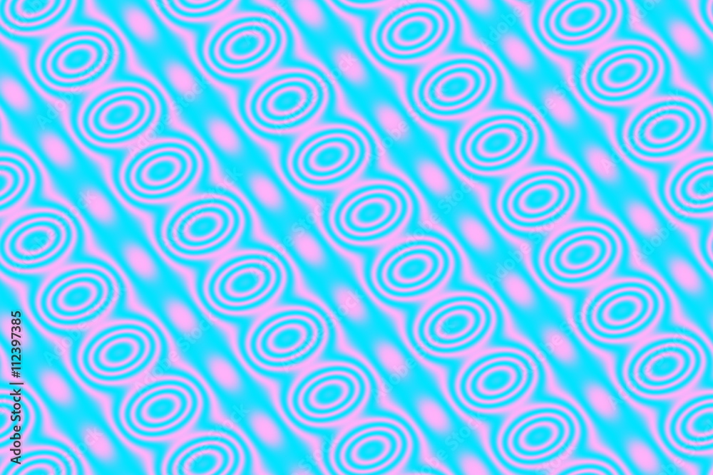 Cyan blue background with pink circles in diagonal lines