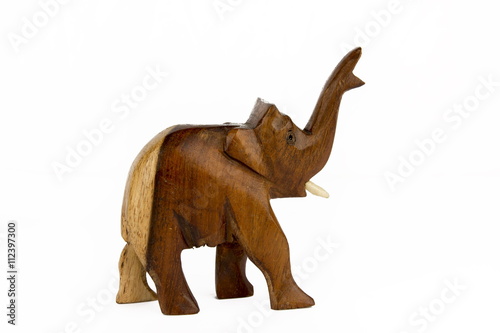 Wooden Elephant on white background