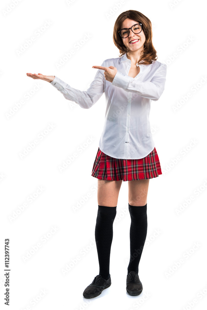 Student girl holding something Student girl holding something