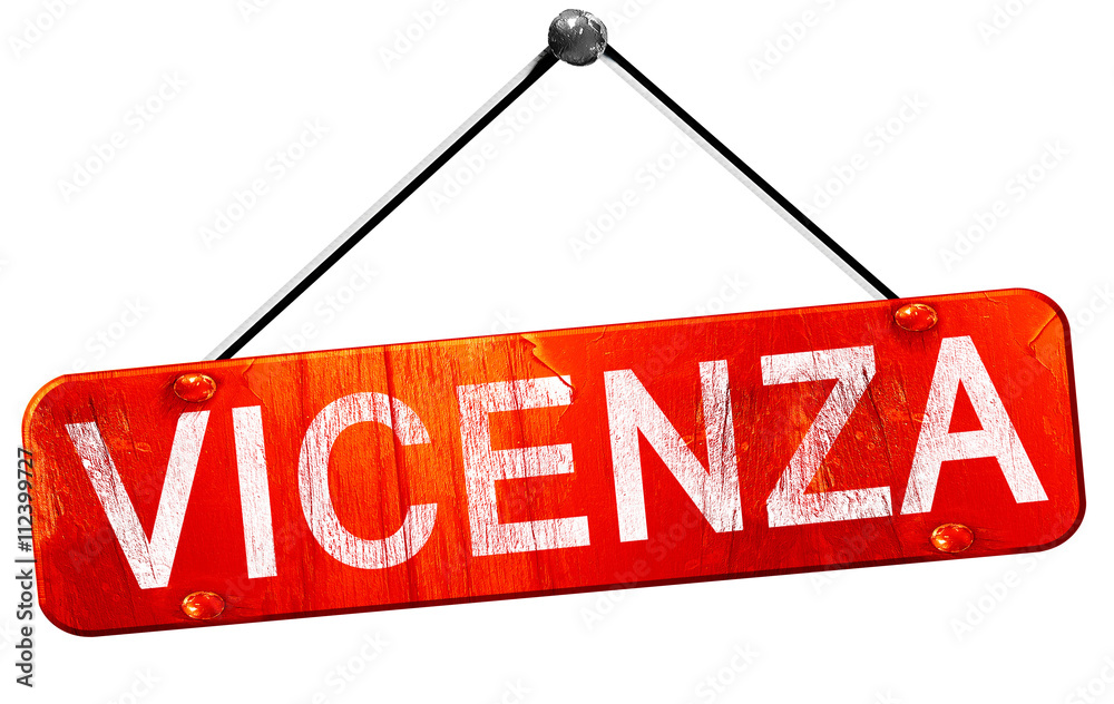 Vicenza, 3D rendering, a red hanging sign