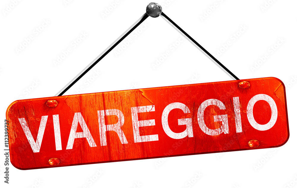 Viareggio, 3D rendering, a red hanging sign Viareggio, 3D rendering, a red hanging sign