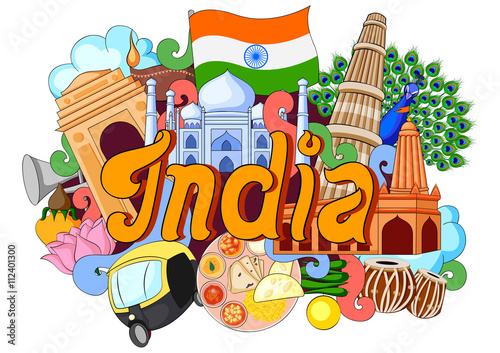 Doodle showing Architecture and Culture of India