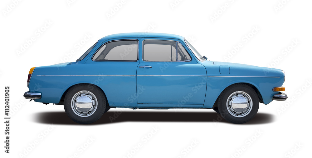 Classic sedan car side view isolated on white