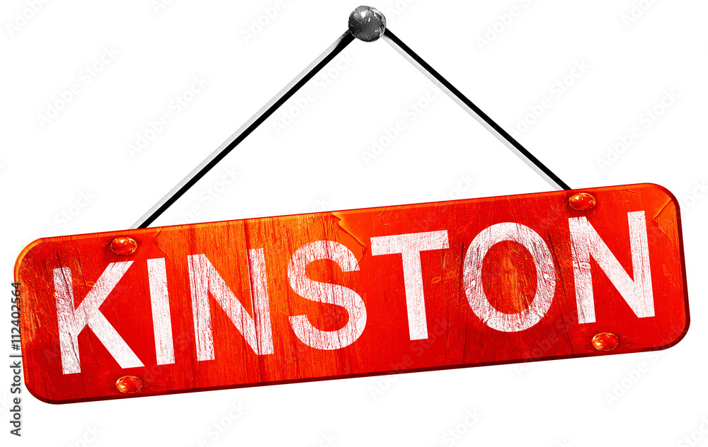 kinston, 3D rendering, a red hanging sign kinston, 3D rendering, a red hanging sign