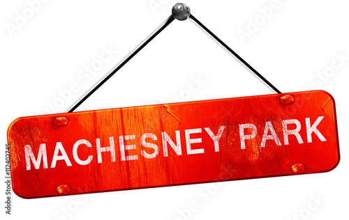 machesney park, 3D rendering, a red hanging sign photo