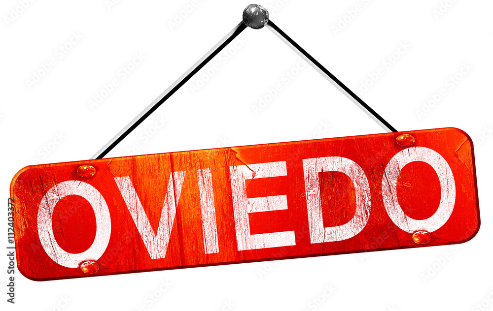 oviedo, 3D rendering, a red hanging sign oviedo, 3D rendering, a red hanging sign