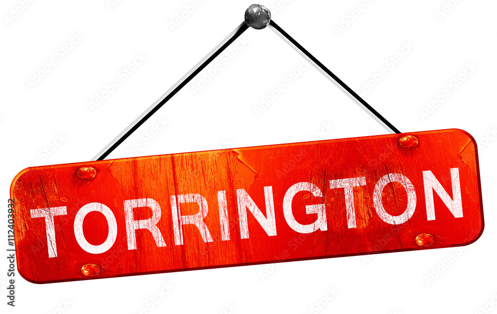 torrington, 3D rendering, a red hanging sign torrington, 3D rendering, a red hanging sign