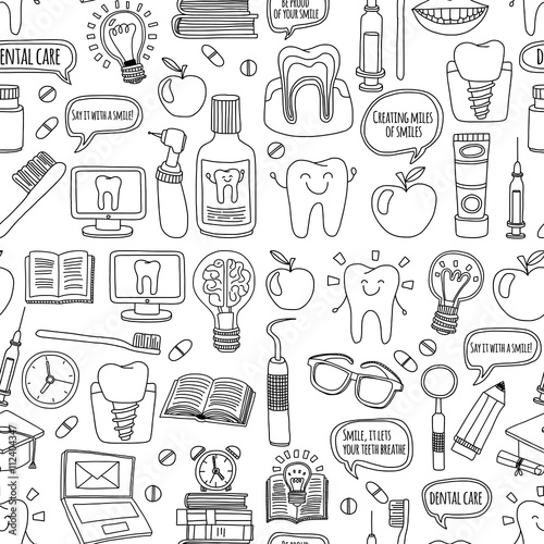Dentistry Vector doodle set of icons Children dental care