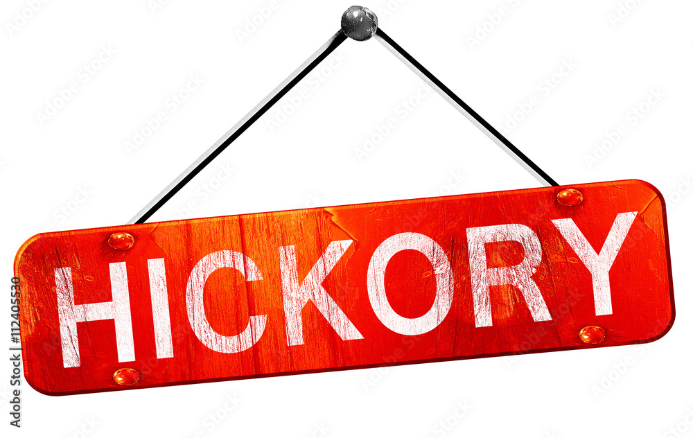 hickory, 3D rendering, a red hanging sign hickory, 3D rendering, a red hanging sign