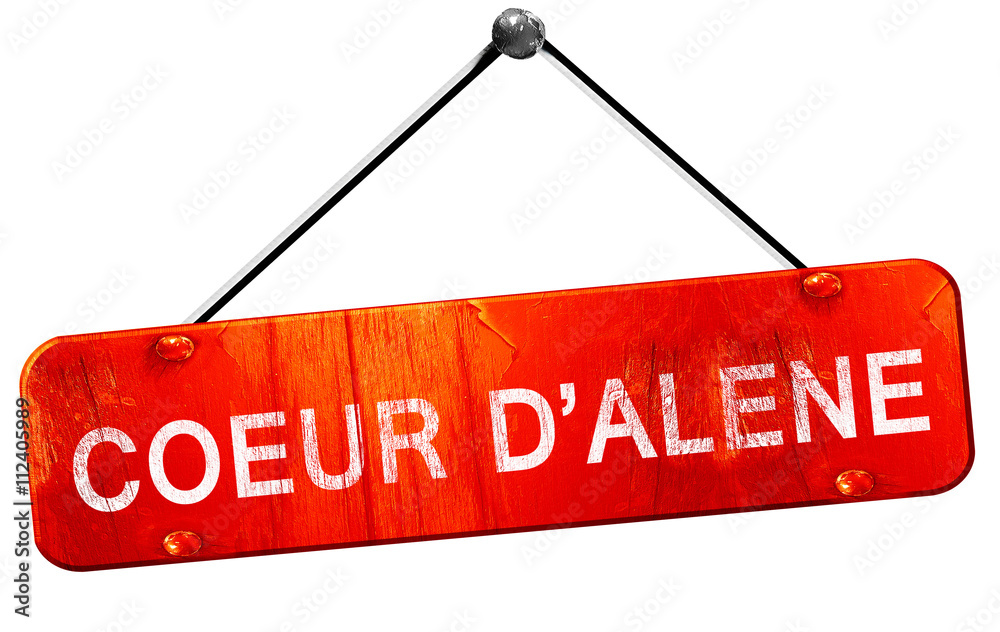 coeur d'alene, 3D rendering, a red hanging sign coeur d'alene, 3D rendering, a red hanging sign