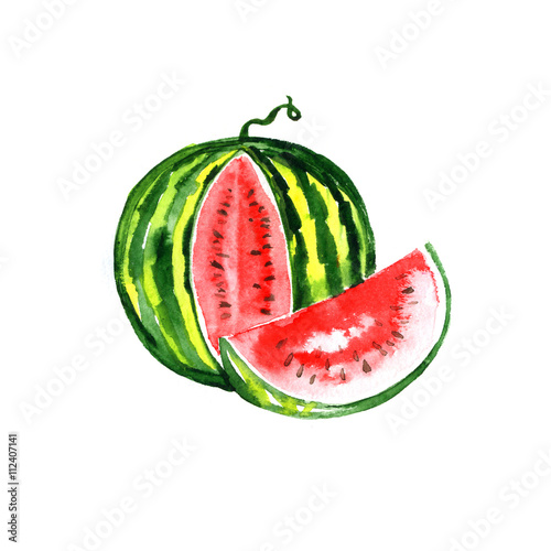 Watercolor watermelon set isolated on white background © Natali_Mias