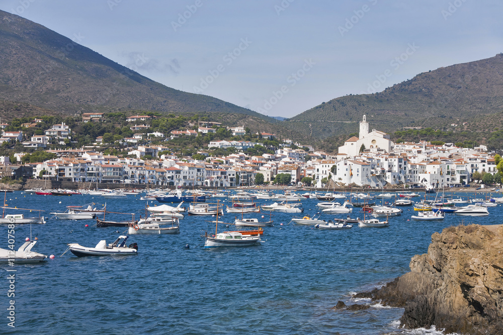 View of the beautiful village of Cadaques in the Costa Brava in Catalonia, Spain.