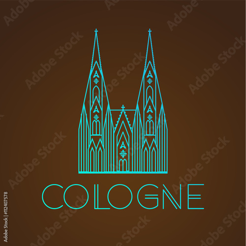 World famous Cologne cathedral. Greatest Landmarks of europe.. Linear vector icon for Koln Germany.