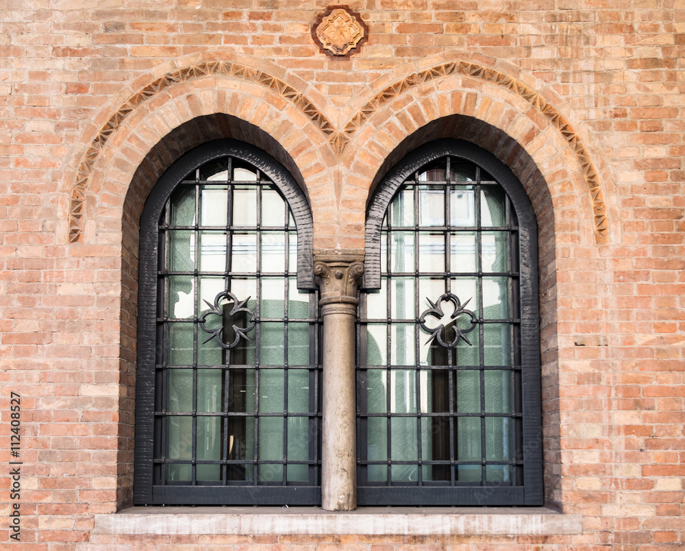 Mullioned medieval window. Mullioned medieval window.