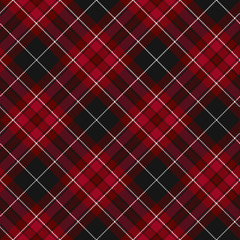 Wandcirkels Bordeaux patronen Diagonale Welshe tartan rood patroon  © SolaruS