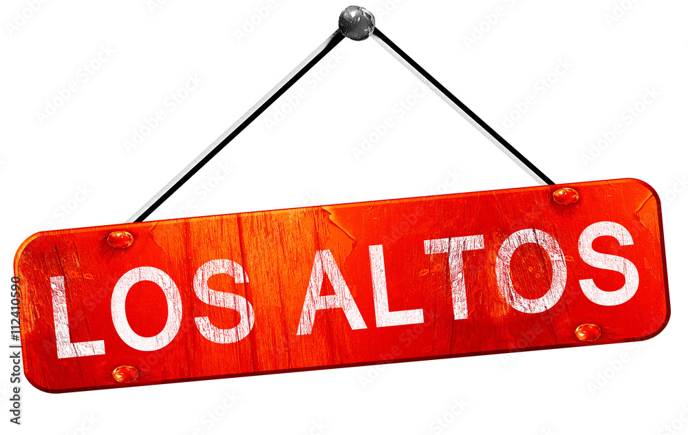 los altos, 3D rendering, a red hanging sign los altos, 3D rendering, a red hanging sign