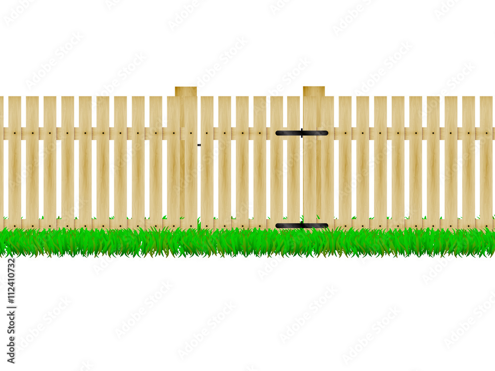 Wooden fence with the door Wooden fence with the door