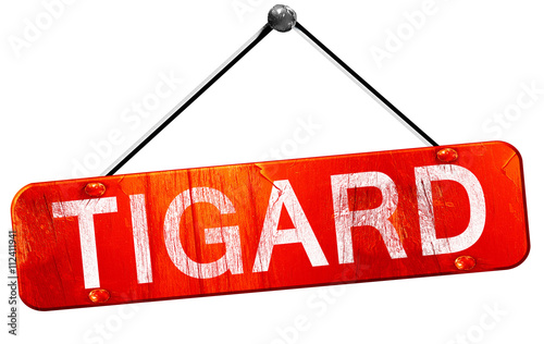 tigard, 3D rendering, a red hanging sign