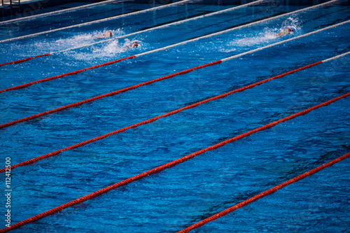 Olympic swimming pool with swimmer crawl race