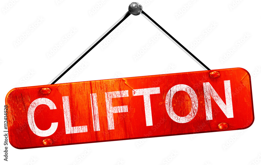 clifton, 3D rendering, a red hanging sign