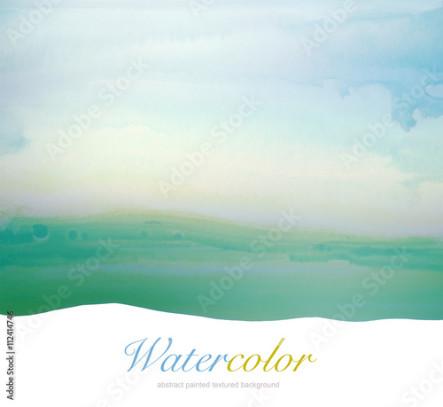 Abstract watercolor hand painted landscape background. Textured