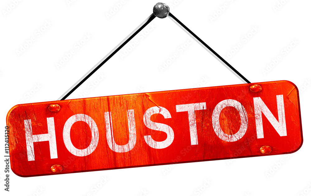 houston, 3D rendering, a red hanging sign houston, 3D rendering, a red hanging sign