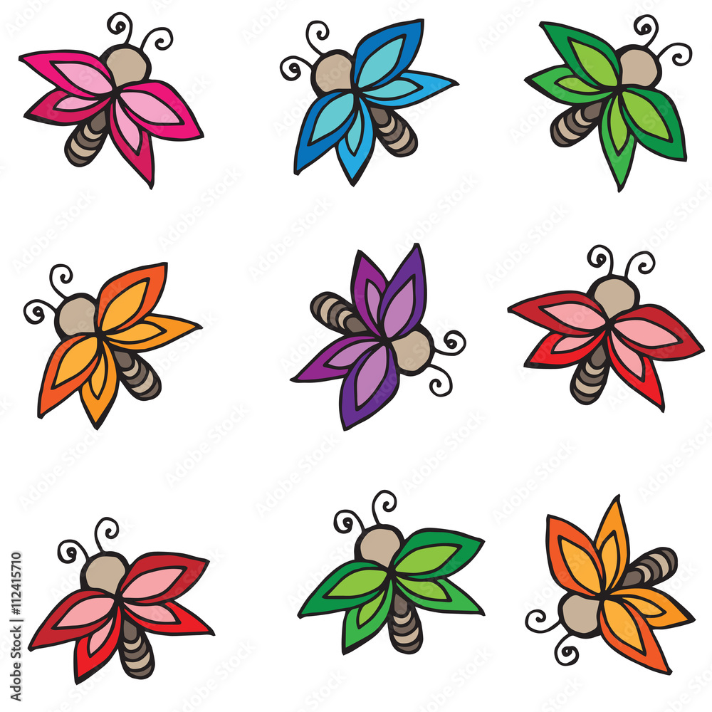 Obraz premium Different color butterflies isolated on white
