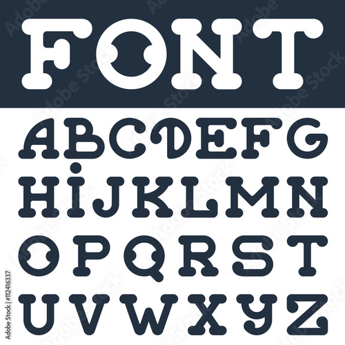 English font set. Typeface with rounded corners