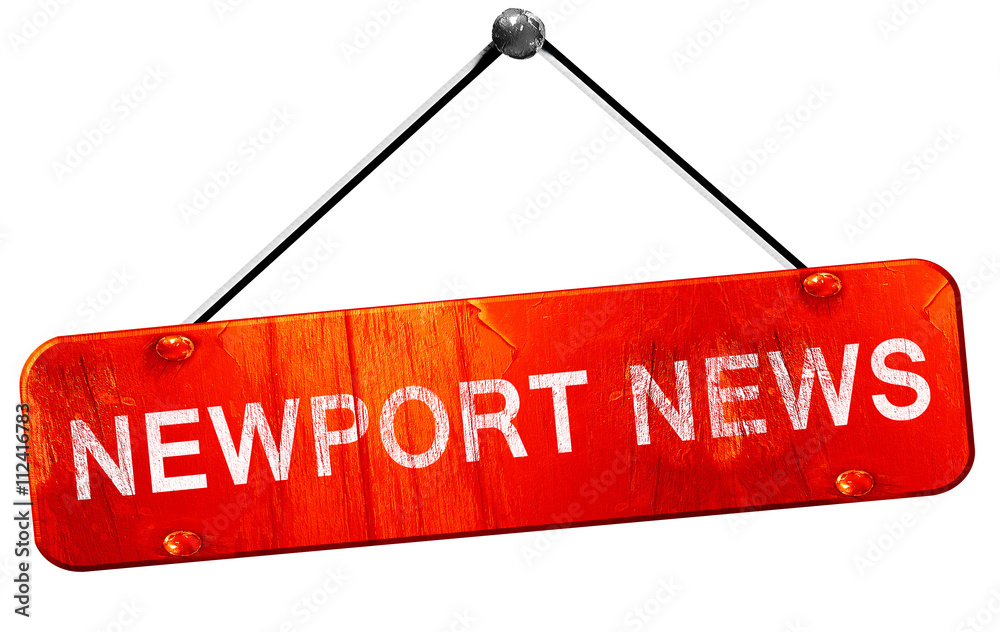 newport news, 3D rendering, a red hanging sign newport news, 3D rendering, a red hanging sign
