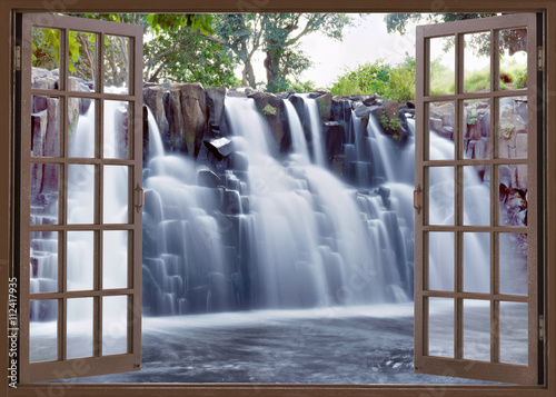 Open window view to famous ◾Rochester falls Mauritius island