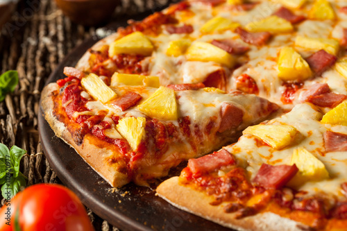 Homemade Pineapple and Ham Hawaiian Pizza photo