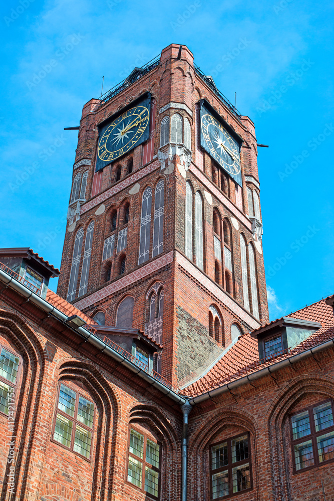 Gothic tower of town hall in Torun-city on The World Heritage Li