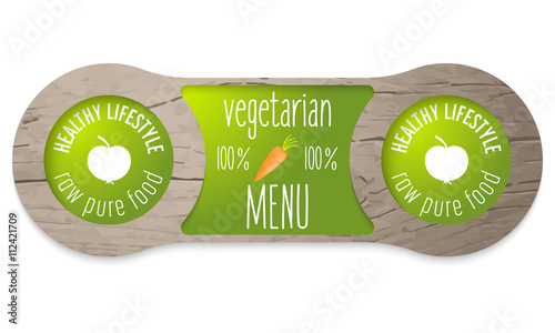 Two wooden connected boxes and inscripton vegetarian menu