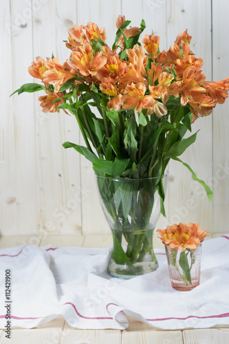 Bunch of beautiful alstroemeria flowers photo