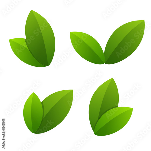 Ecology icon set. green leaves