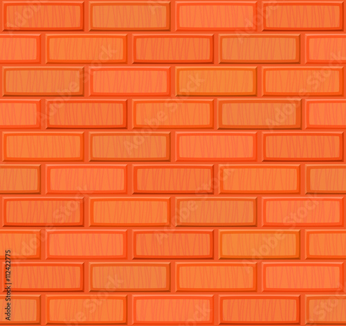 Cartoon hand drown multicolored realistic seamless brick wall texture. Vector illustration